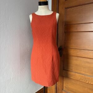 AGNONA Italy Orange Cotton Viscose Jacquard Shift Dress IT 42 US 4 Sleeveless